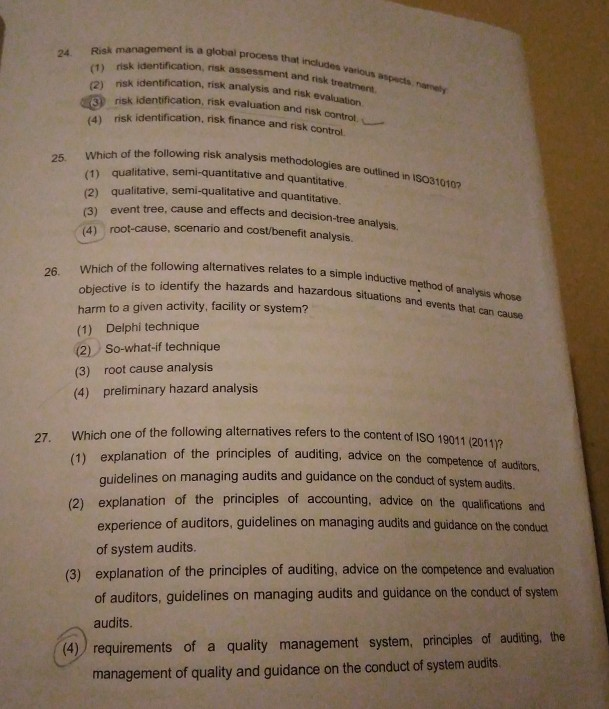 Risk management is a global process that includes