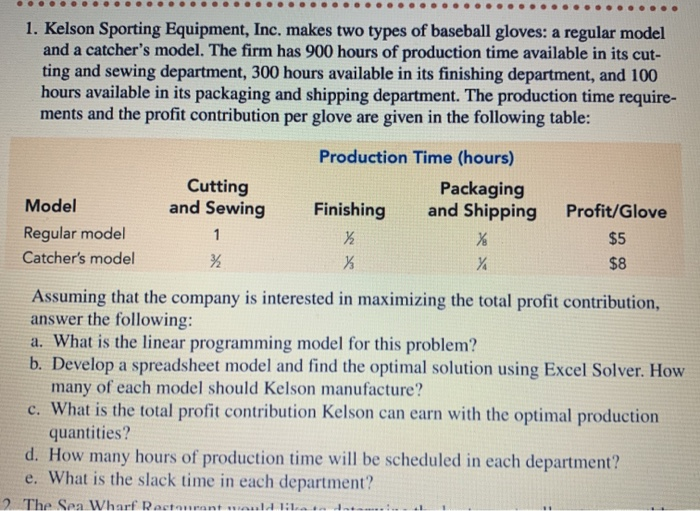 1. Kelson Sporting Equipment, Inc. makes two