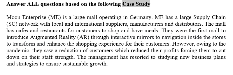 case study Answer ALL questions based on the