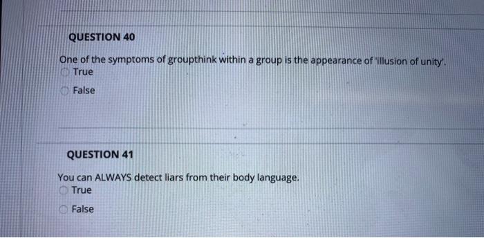 QUESTION 40 One of the symptoms of groupthink