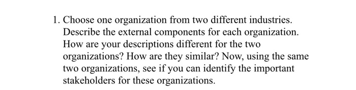 500 words 1. Choose one organization from two