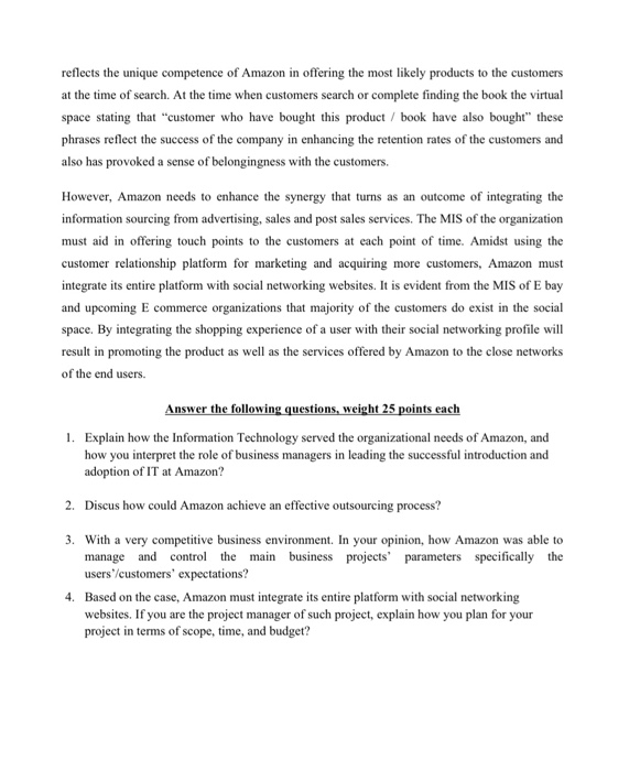 Information Systems at Amazon.com Emerging as an