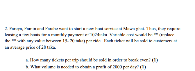 2. Fareya, Famin and Farabe want to start a new