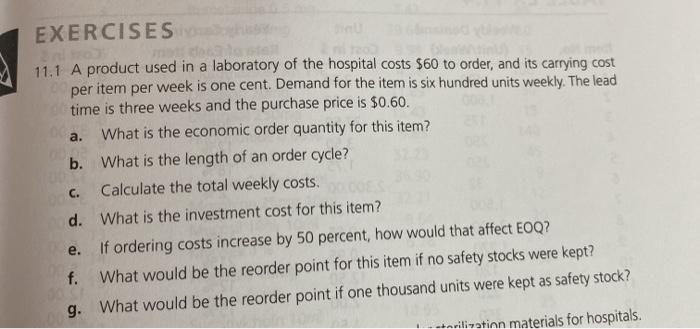 please solve 11.1 all parts. a. EXERCISES 11.1 A