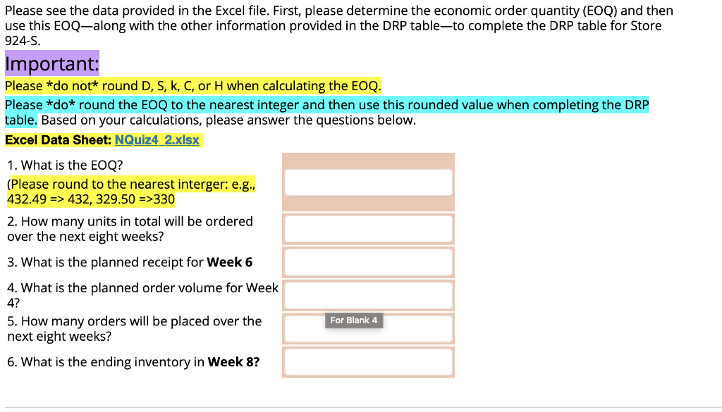 Please see the data provided in the Excel file.