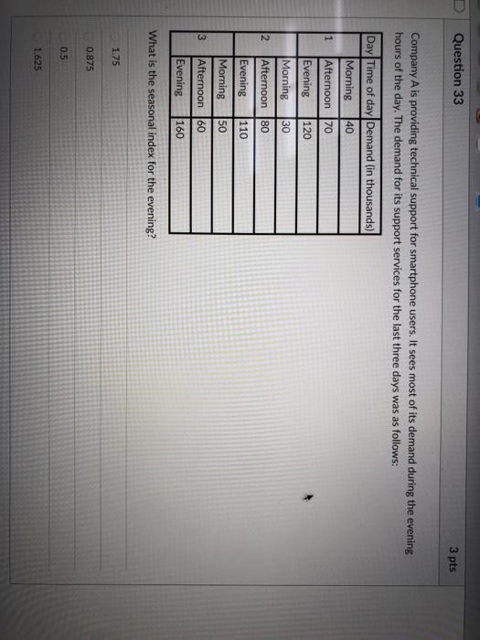 Question 33 3 pts Company A is providing