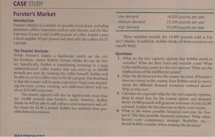 CASE STUDY Forster's Market Introduction