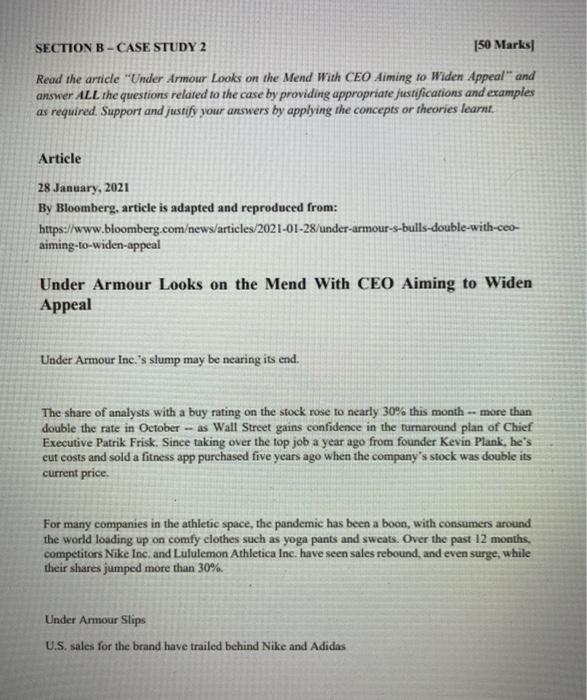 MAXIMUM WORDS: 2000 SECTION B - CASE STUDY 2 150