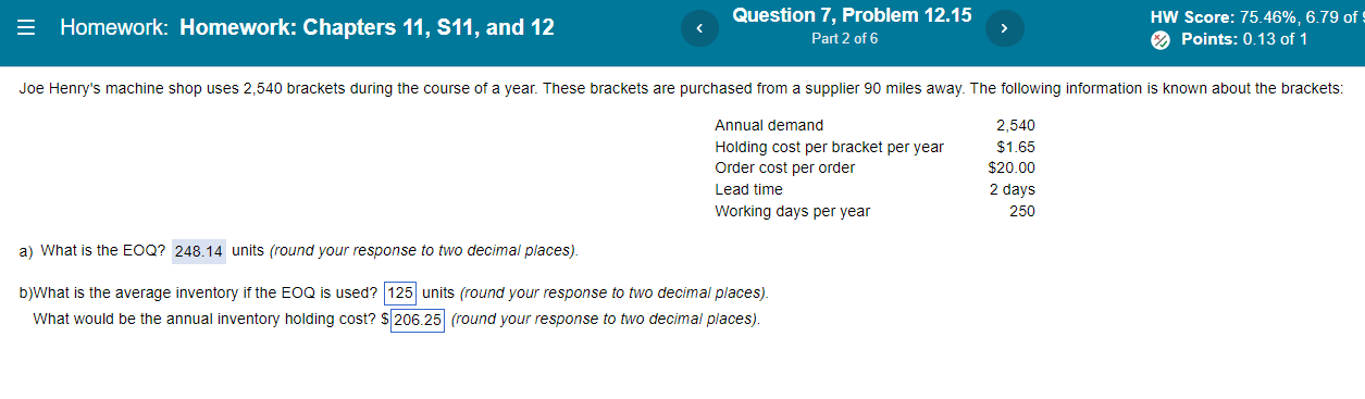 a) What is the EOQ? units (round your response to