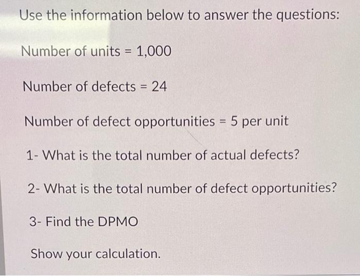 Use the information below to answer the