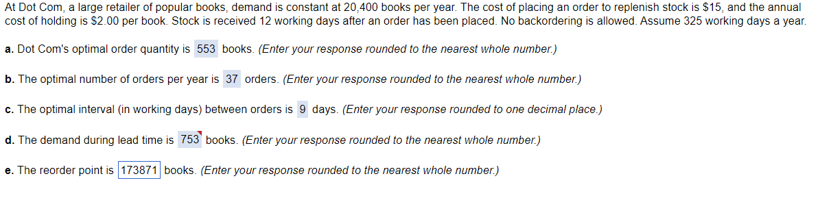 At Dot Com, a large retailer of popular books,