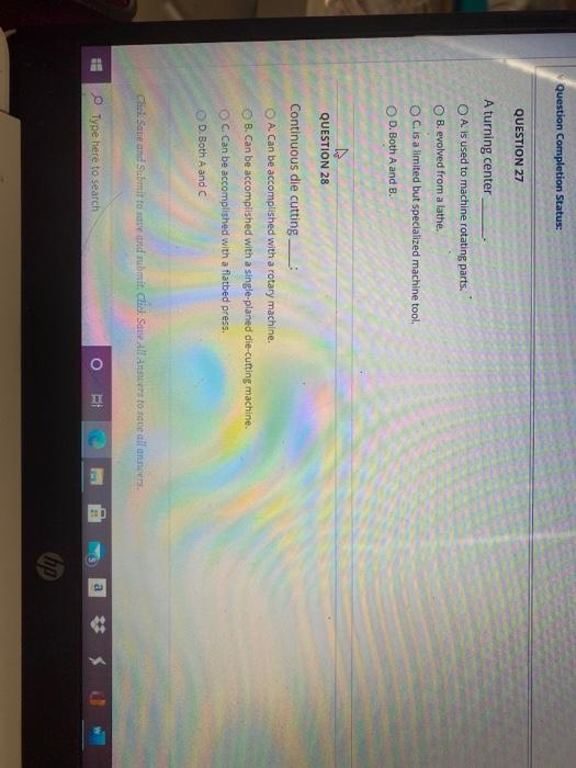 Question Completion Status: QUESTION 27 A turning