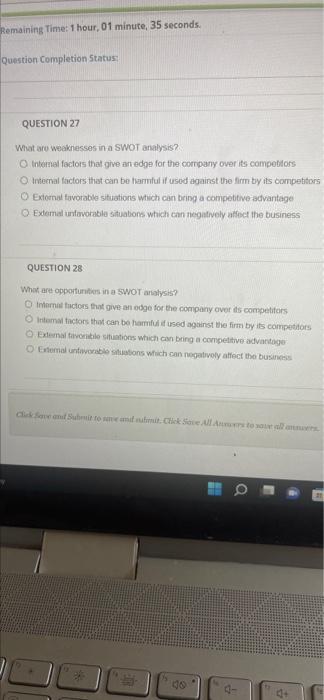 Remaining Time: 1 hour, 01 minute, 35 seconds.