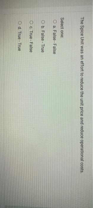 The Spice Unit was an effort to reduce the unit