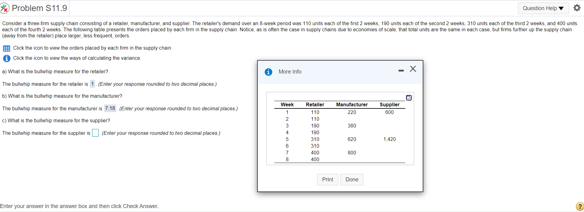 W Problem S11.9 Question Help Consider a