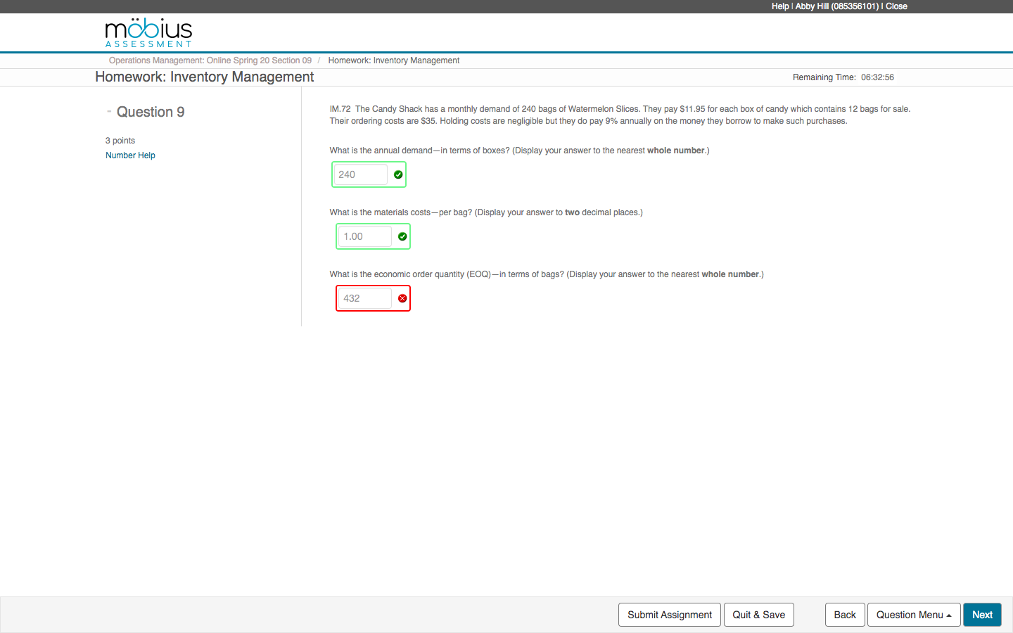 Answer quick please Help | Abby Hill (085356101)