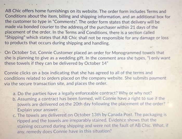 I NEED ANSWER FOR ONLY PART B. THANK YOU! AB Chic