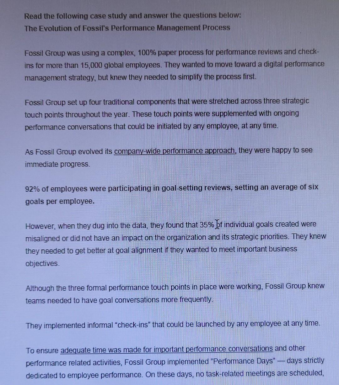 Read the following case study and answer the