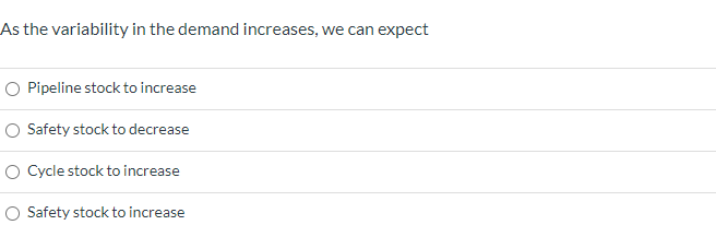 As the variability in the demand increases, we
