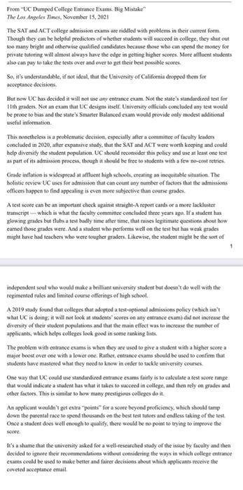 1. Identify the authors argument, main idea, or