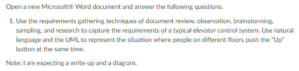 Open a new Microsoft Word document and answer the