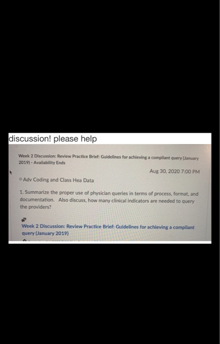 discussion! please help Week 2 Discussion: Review