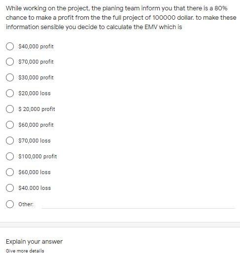 While working on the project, the planing team