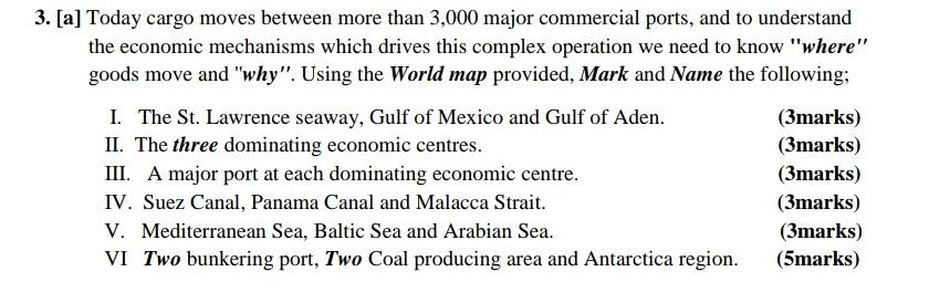 3. [a] Today cargo moves between more than 3,000