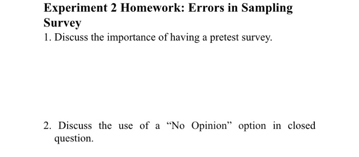 Experiment 2 Homework: Errors in Sampling Survey