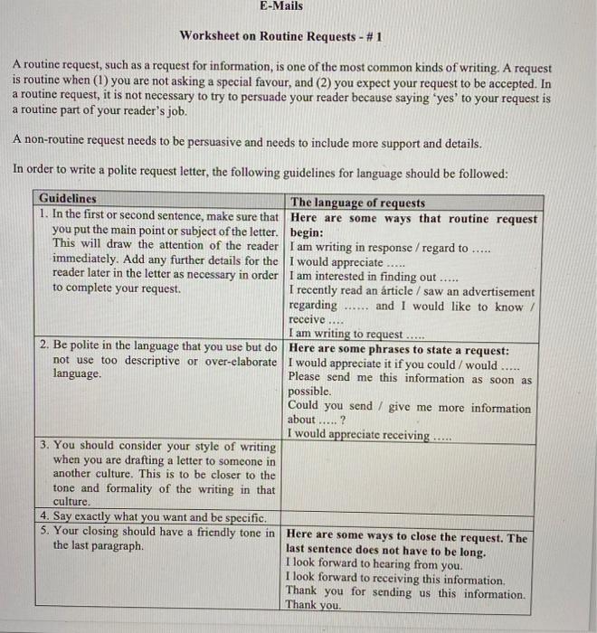 write an routine academic email . E-Mails