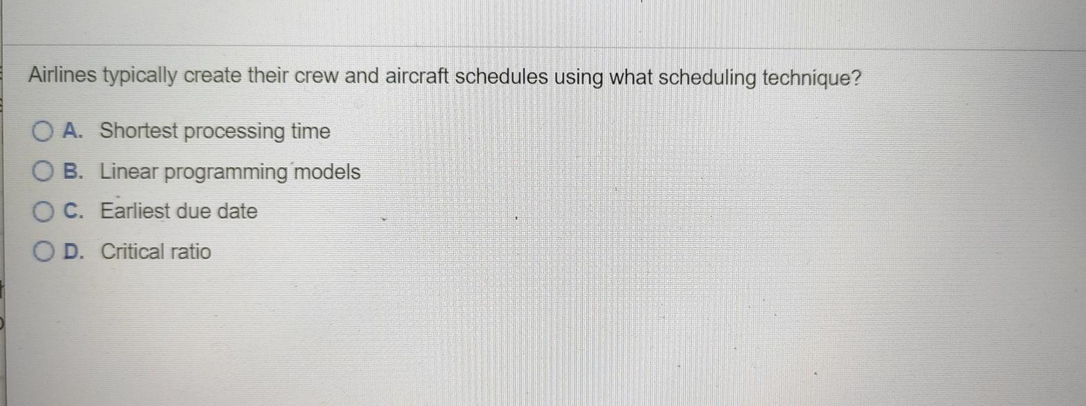 Airlines typically create their crew and aircraft