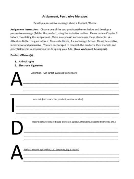 Animal Rights Assignment, Persuasive Message: