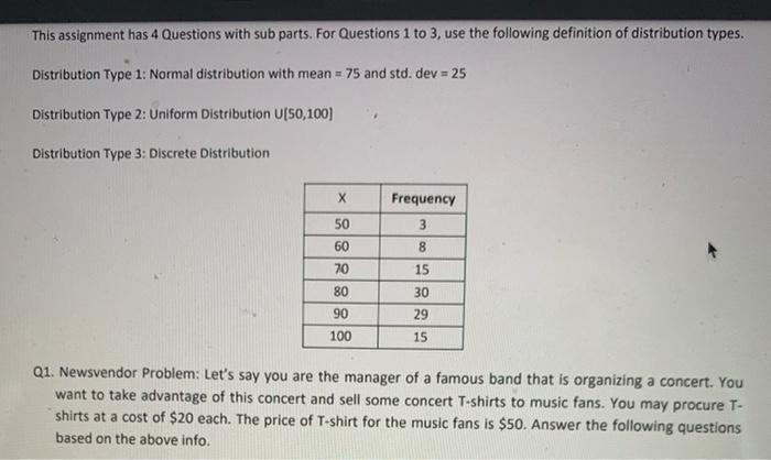 This assignment has 4 Questions with sub parts.