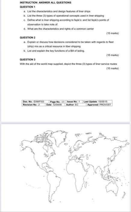 INSTRUCTION: ANSWER ALL QUESTIONS QUESTION 1 a