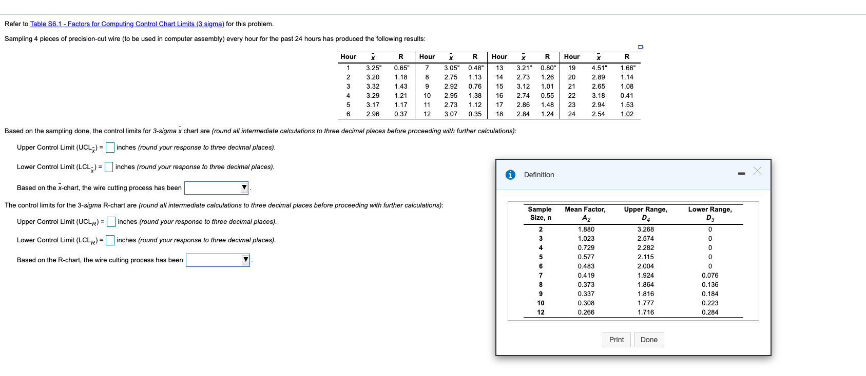 Refer to Table S6.1 - Factors for Computing