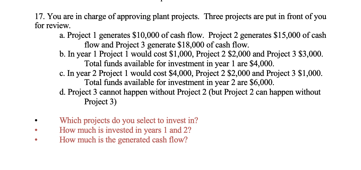 17. You are in charge of approving plant