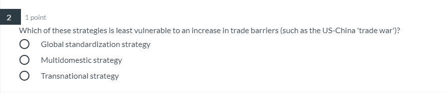 1 1 point Following a trade dispute with Germany