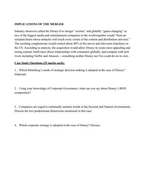 WALT DISNEY COMPANY In August 2017, Robert A.