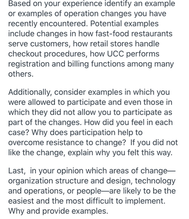 Based on your experience identify an example or