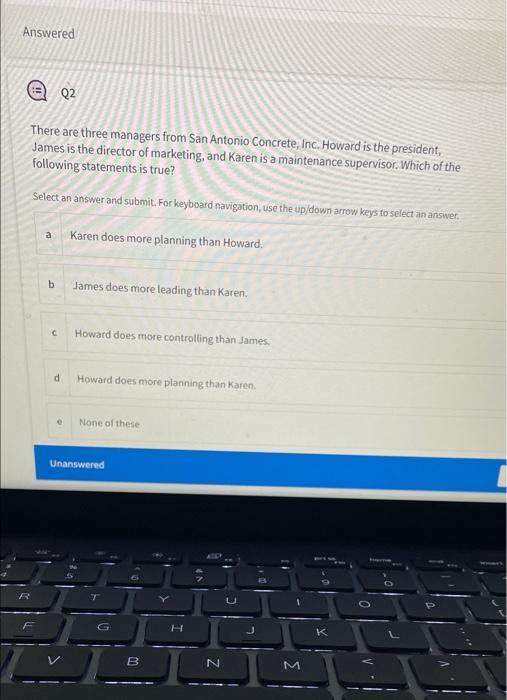 Answered e Q2 There are three managers from San