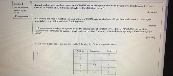 Question 3 Not yet answered Marked out of -15.00
