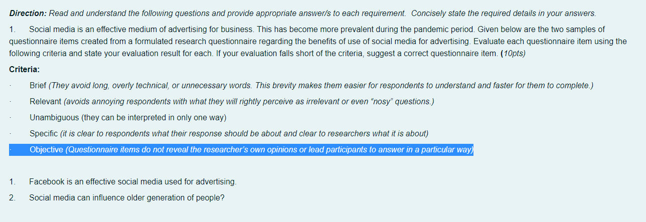 Direction: Read and understand the following