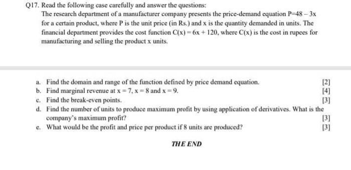 Q17. Read the following case carefully and answer
