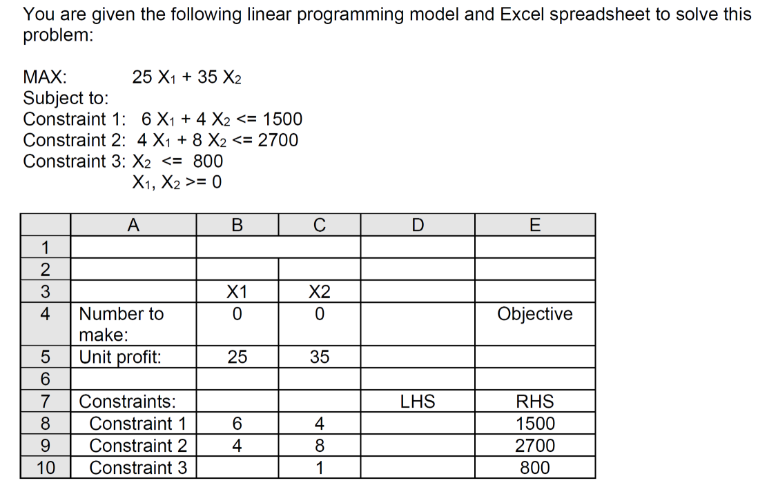 Solve in excel 1) The management feels that it is