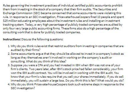 Rules governing the investment practices of