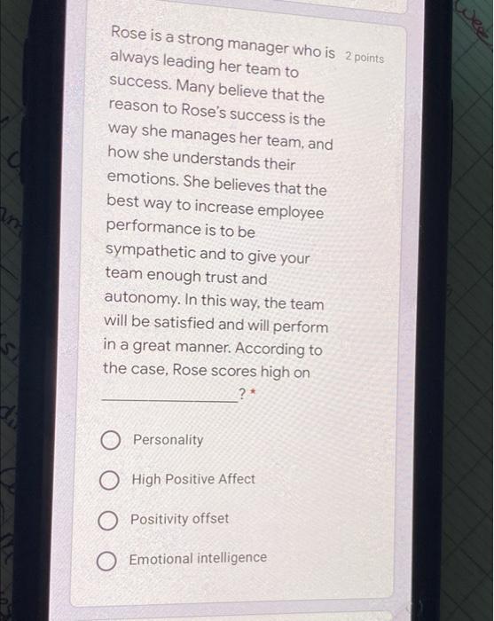 see Rose is a strong manager who is 2 points