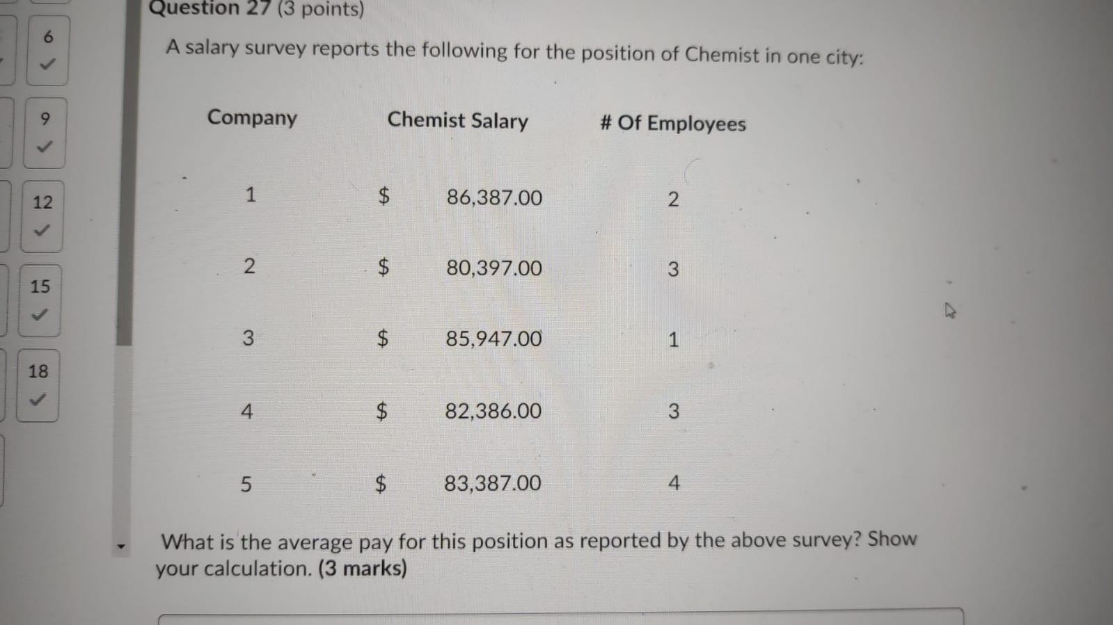 0 Question 27 (3 points) A salary survey reports
