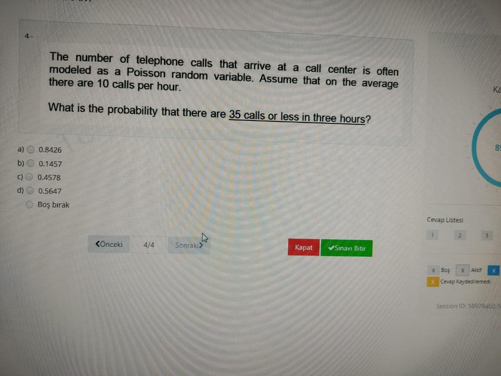 The number of telephone calls that arrive at a