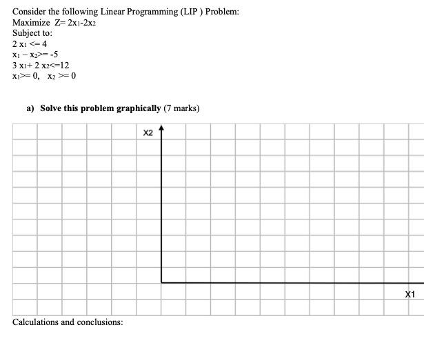 Consider the following Linear Programming (LIP)