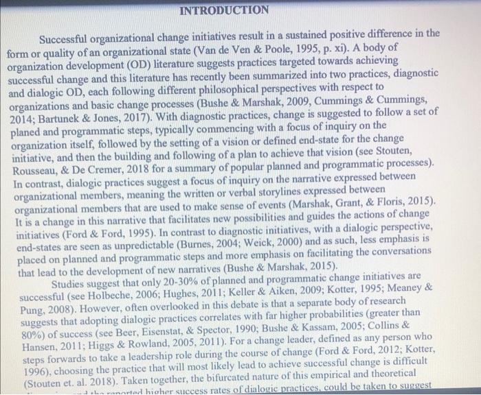 INTRODUCTION Successful organizational change